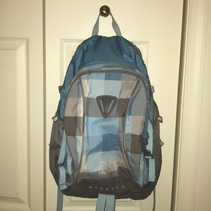 The North Face blue laptop bookbag